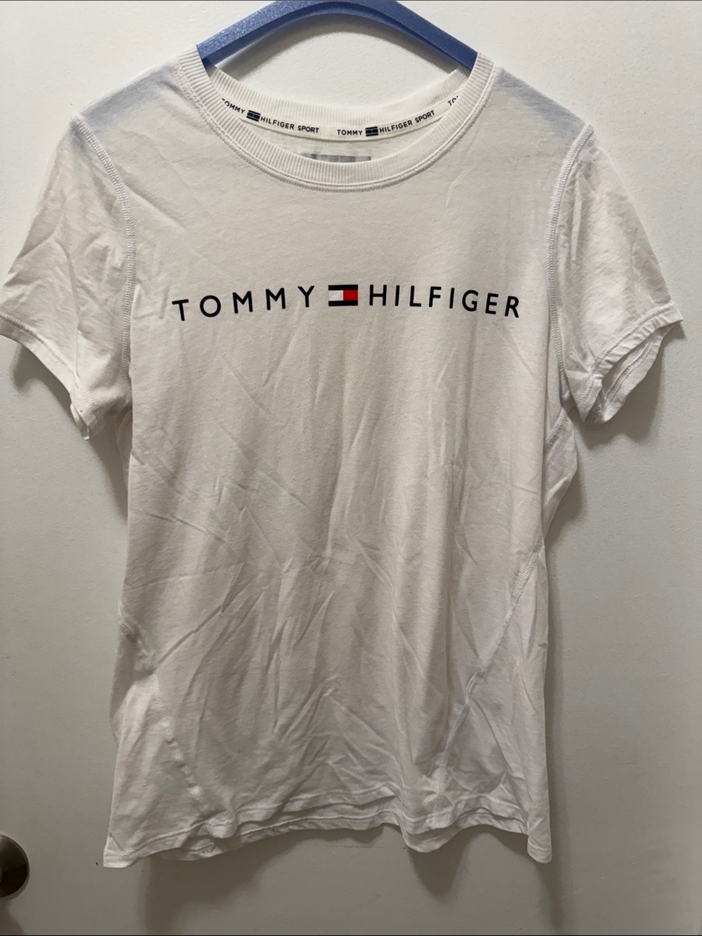 Tommy Hilfiger White Crewneck T-Shirt with Signature Logo